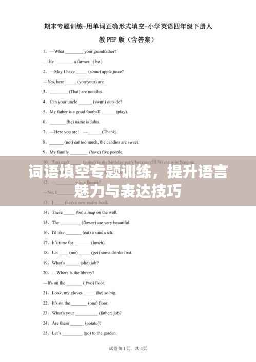 词语填空专题训练,提升语言魅力与表达技巧